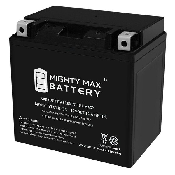 Mighty Max Battery YTX14L-BS Battery Replacement for Deka Power Sports ETX14L - YTX14L-BS129