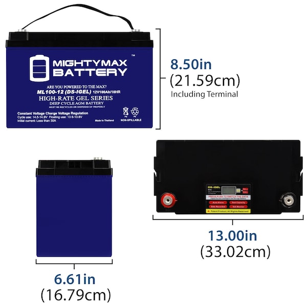 Mighty Max Battery 12V 100AH GEL Replacement Battery for Deka 8G31 - MAX3962320
