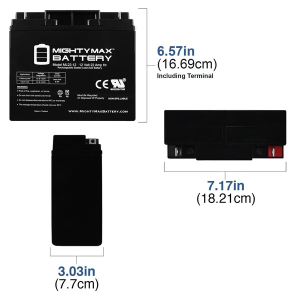 Mighty Max Battery 12V 22AH Battery Replaces Golden LiteRider PTC Envy Power Chair GP162 - MAX3934768