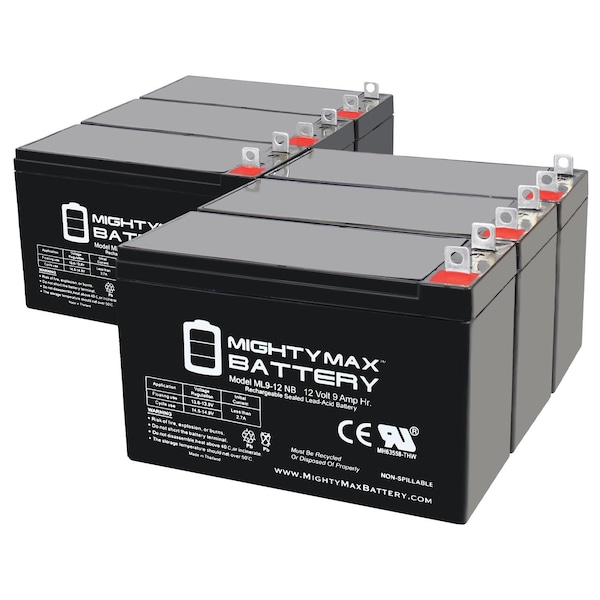 Mighty Max Battery 12V 9AH SLA Replacement Battery for Generac 7500E - 6PK - MAX3973549