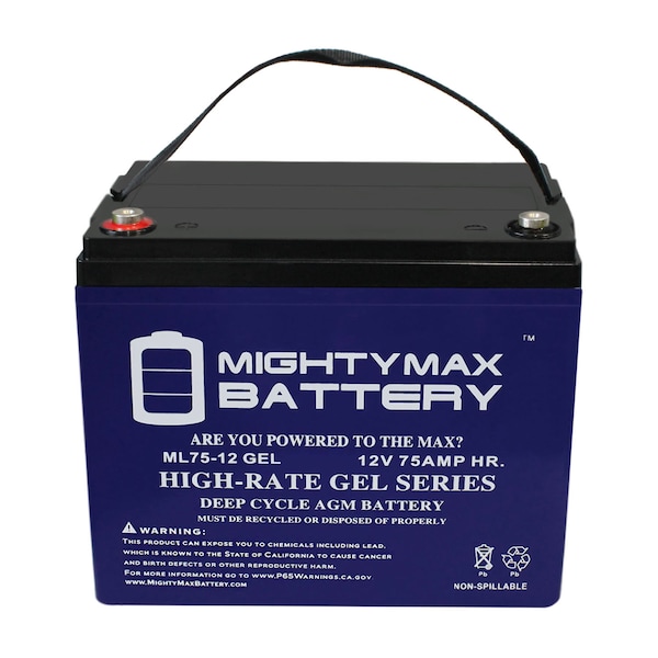 Mighty Max Battery 12V 75AH GEL Battery Replacement for Wayne WSB1275 - ML75-12GEL364