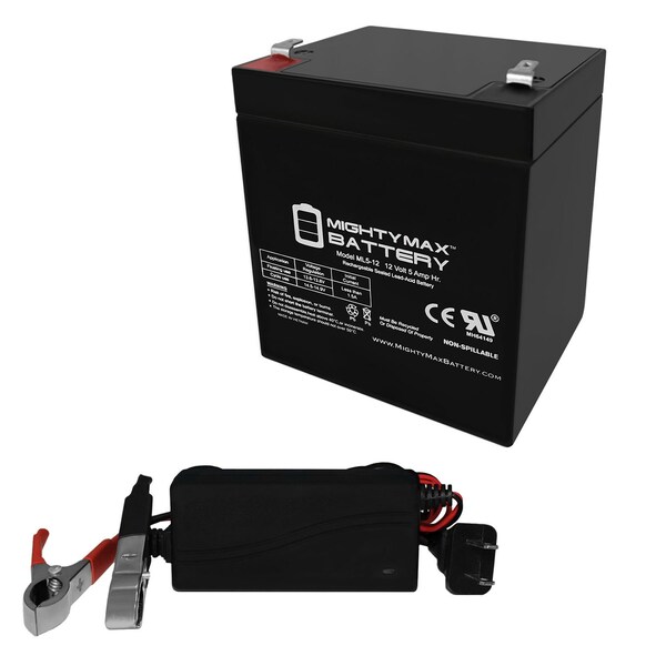 Mighty Max Battery 12V 5AH Battery for Aegis 7150P Phone Entry System With 12V 1Amp Charger - MAX3492491