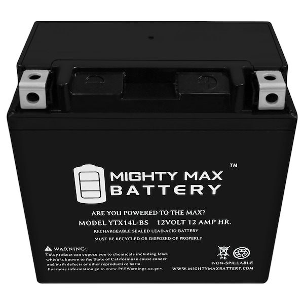 Mighty Max Battery YTX14L-BS Battery Replacement for Harley Davidson HDX14L - YTX14L-BS82