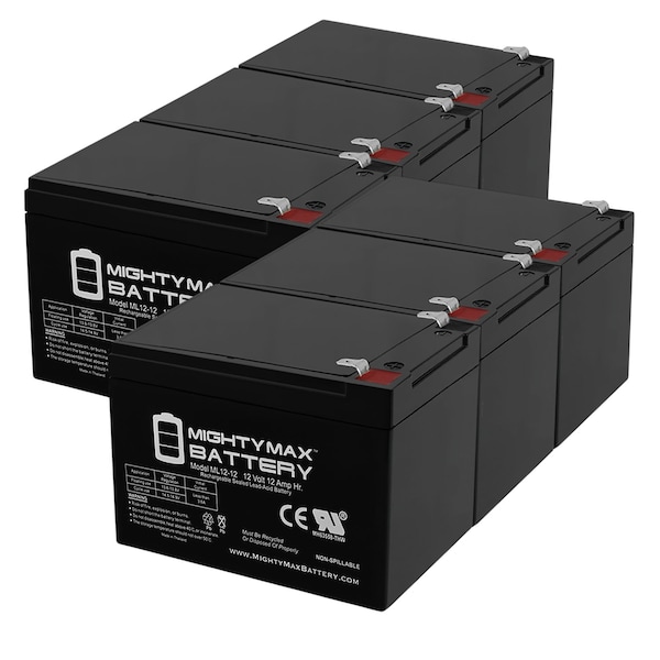Mighty Max Battery 12V 12Ah F2 UPS Backup Battery Replaces Sterling H12-12 H 12-12 6 Pack - ML12-12F2MP627237656115