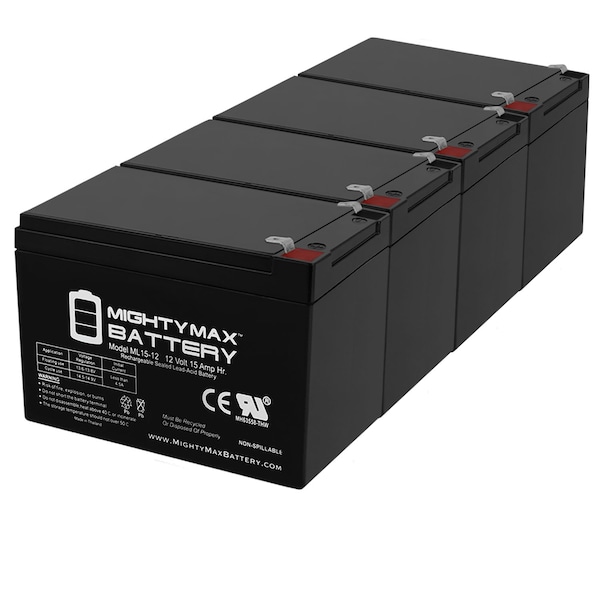 Mighty Max Battery 12V 15AH F2 Battery Replacement for Powercat Tiger - 4 Pack - ML15-12MP45314221142