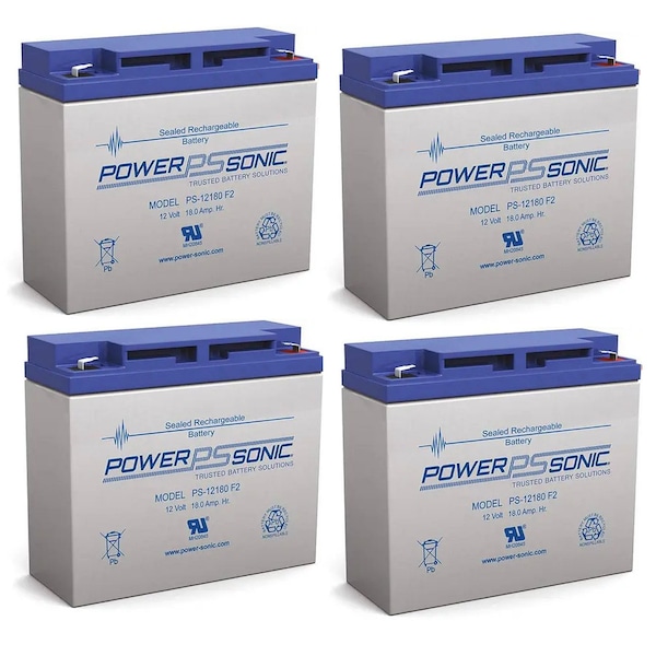 Power-Sonic 12V 18Ah AGM Rechargeable Battery, 4PK - PS-12180 F2