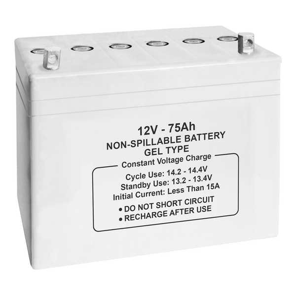 Zoro Select Sealed Lead Acid Battery, 12V, 75Ah, GEL - 47045
