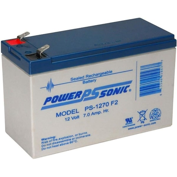 Power-Sonic PS-1270F2 12V 7Ah F2 AGM Rechargeable Battery, 4PK - PS-1270 F2