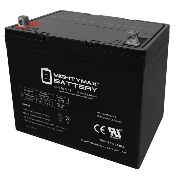 Mighty Max Battery 12V 75Ah Battery Replacement for Eaton PWHR12280W4FR - MAX3903864