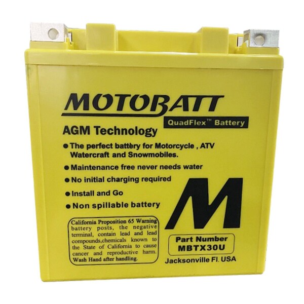 Motobatt 34Ah 440 CCA AGM Powersports Battery replaces Y60N24 Y60N30 12N24 YIX30 52515 53030 EXT30 PC925 - MBTX30U