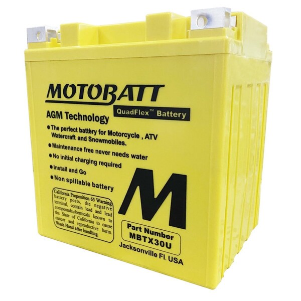 Motobatt 34Ah 440 CCA AGM Powersports Battery replaces Y60N24 Y60N30 12N24 YIX30 52515 53030 EXT30 PC925 - MBTX30U