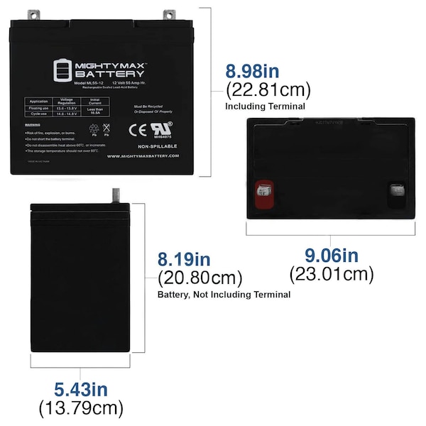 Mighty Max Battery 12V 55Ah SLA Battery Replacement for Gamewell BAT-12250 - MAX3937461