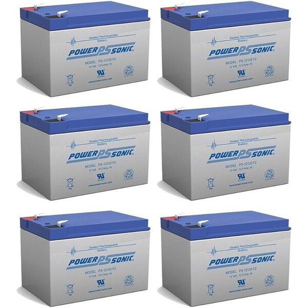 Power-Sonic PS-12120F2 12V 12Ah AGM Battery, 6PK - PS-12120 F2