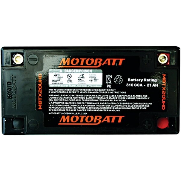 Motobatt 21Ah 310 CCA AGM Powersports Battery replaces YTX20HL - MBTX20UHD