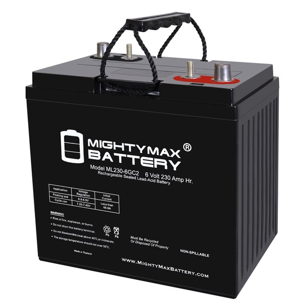 Mighty Max Battery 6V 230AH Dual Terminal SLA Replacement Battery Compatible w/ BCI Group GC2 Deep Cycle AGM Scrubber - MAX4093450