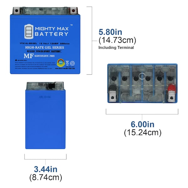 Mighty Max Battery YTX14L-BS GEL Battery Replacement for XTAX14L-BS, BTX14L - YTX14L-BSGEL111
