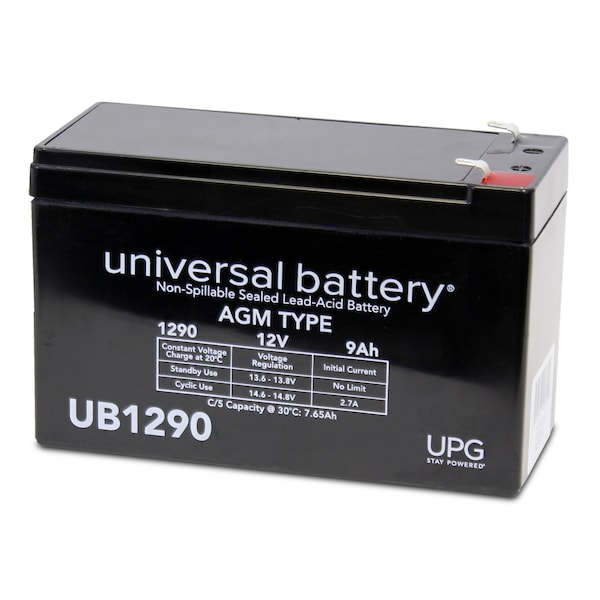 Upg Sealed Lead Acid Battery, 12 V, 9Ah, UB1290, F1 Faston Tab Terminal, AGM Type - 40749