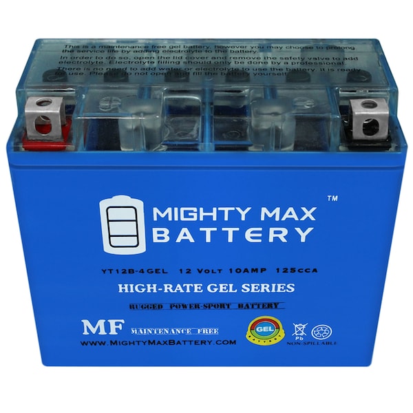 Mighty Max Battery YT12B-4 GEL 12V 10AH Battery for Yamaha 600CC FZ6, R 2005-2012 - YT12B-4GEL21