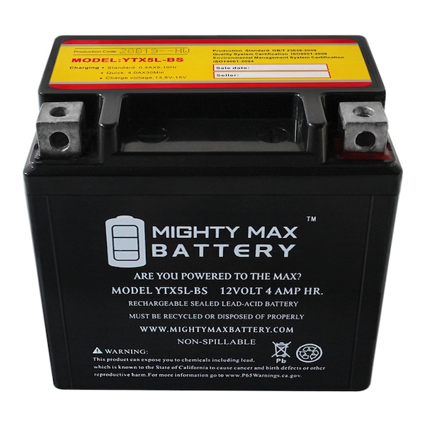 Mighty Max Battery YTX5L-BS Replacement Battery for ATV E-TON All models 90CC 04-'05 - YTX5L-BS114811