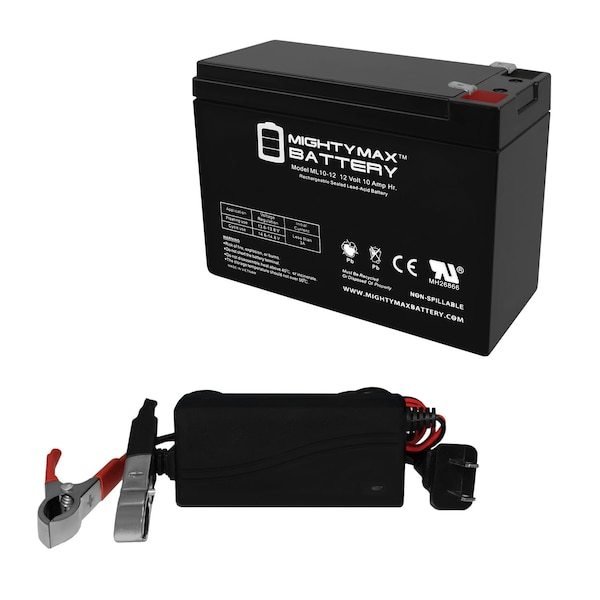 Mighty Max Battery 12V 10AH Replacement Battery for 6-FM-10S With 12V 1Amp Charger - MAX3831053