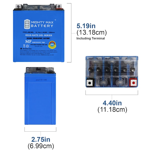 Mighty Max Battery 12V 6AH 100CCA Battery Replacement for Suzuki RV Van van 125 08-10 - YTX7L-BSGEL178