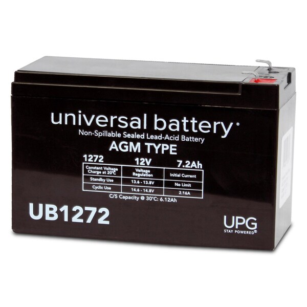 Upg Sealed Lead Acid Battery, 12 V, 7.2Ah, UB1272, F1 (Faston Tab) Terminal, AGM Type - 40760