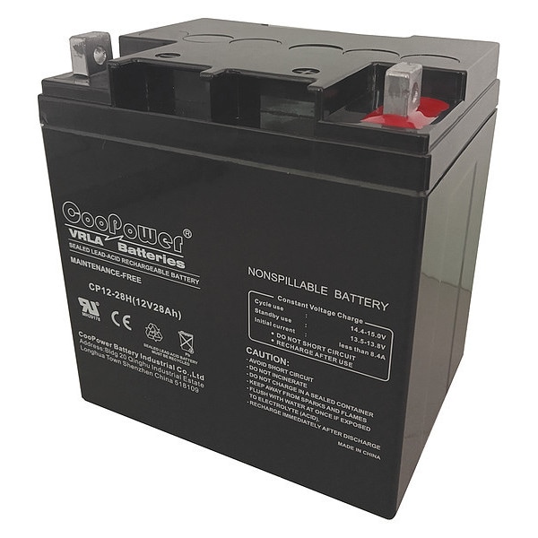 Zoro Select Battery, Sealed Lead Acid, 12V, 28Ah, Bolt - 5EFG1