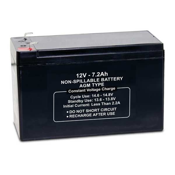 Zoro Select Sealed Lead Acid Battery, 12V, 7.2Ah, AGM - 47037
