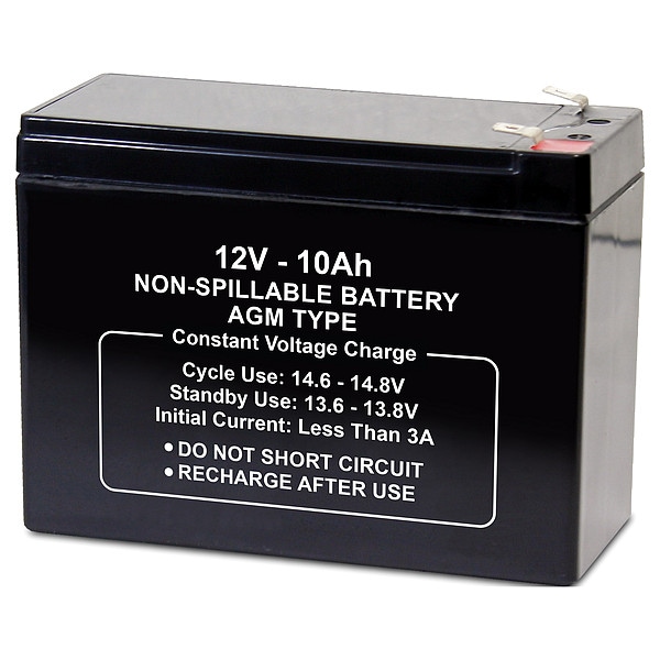 Zoro Select Battery, Sealed Lead Acid, 12V, 10Ah, Faston - 5EFH0