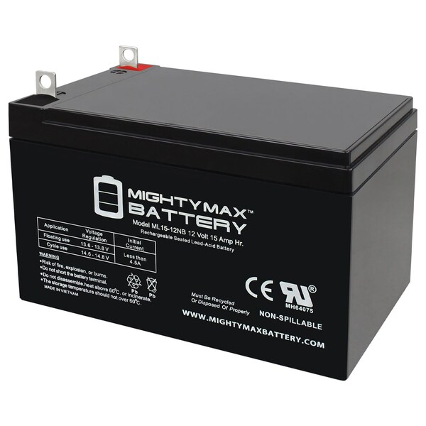 Mighty Max Battery ML15-12 - 12 Volt 15 AH, NB Terminal, Rechargeable SLA AGM Battery - MAX4039906