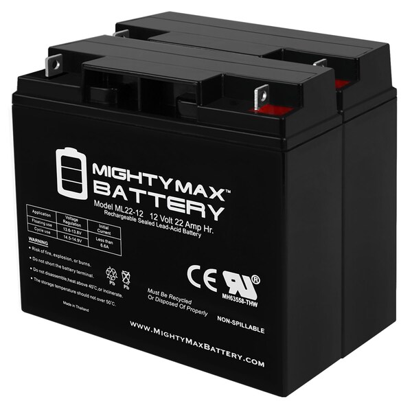 Mighty Max Battery 12V 22AH Battery Replacement for Golden LiteRider PTC Envy Power Chair GP162 - 2PK - MAX3934976