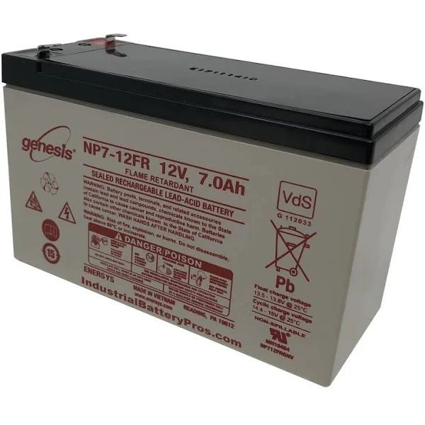 Enersys Genesis 12V 7Ah F1 Flame Retardant SLA Rechargeable Battery - NP7-12FR