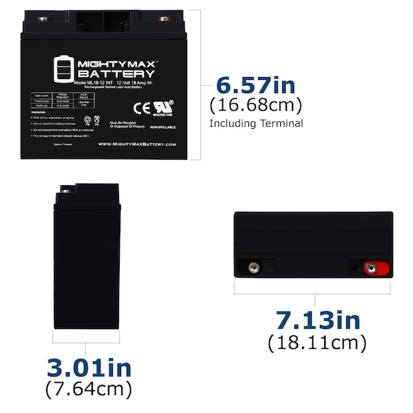 Mighty Max Battery 12V 18AH SLA INT Replacement Battery for Baoshi 6-DZM-20 6DZM20 - 4PK - MAX3972491