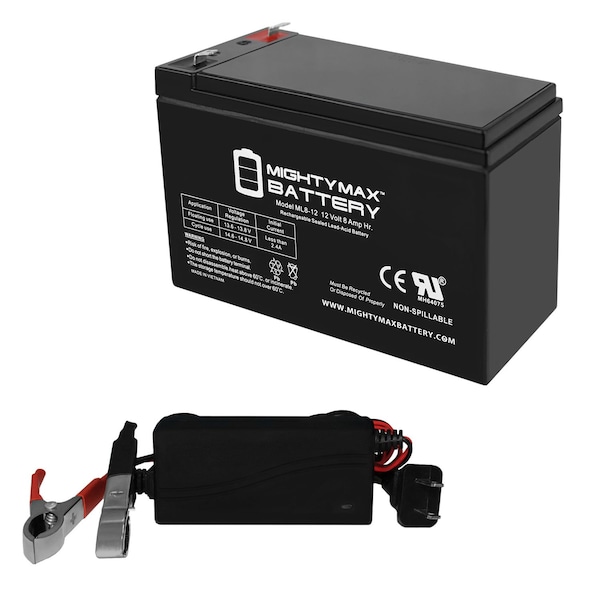 Mighty Max Battery 12V 8AH Replacement for Edwards EST 12V6A5 With 12V  1Amp Charger - MAX3465026