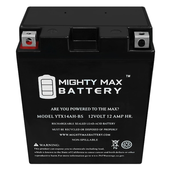 Mighty Max Battery YTX14AH-BS 12V 12Ah Replacement for CTX14AH-BS, CB14A-A2 - YTX14AH107
