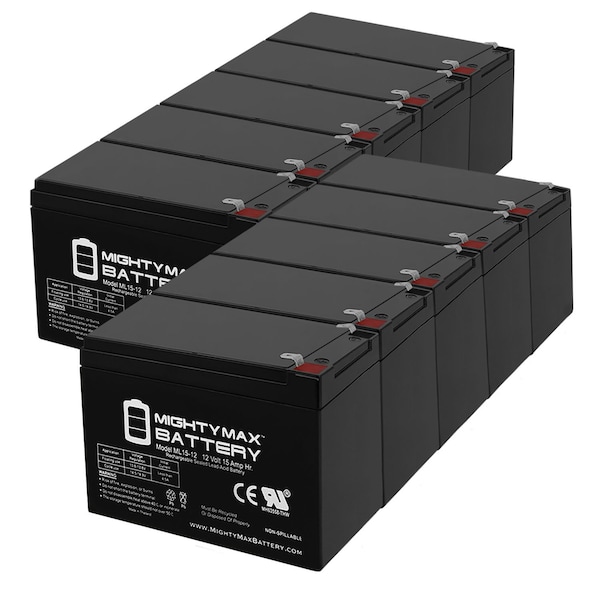 Mighty Max Battery ML15-12 12V 15AH F2 BATTERY REPLACEMENT FOR Costco 360 Eco Electric - 10PK - MAX3439667