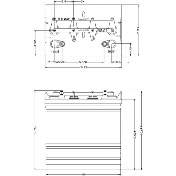 U.S. Battery US-8VGC-XC2 8V 170Ah Deep Cycle Flooded Battery Group GC8 - US 8VGC XC2