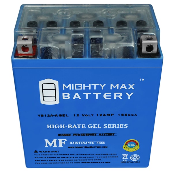 Mighty Max Battery 12V 12AH 165CCA GEL Battery Replacement for Yamaha XV500 Virago 1983 - YB12A-AGEL77