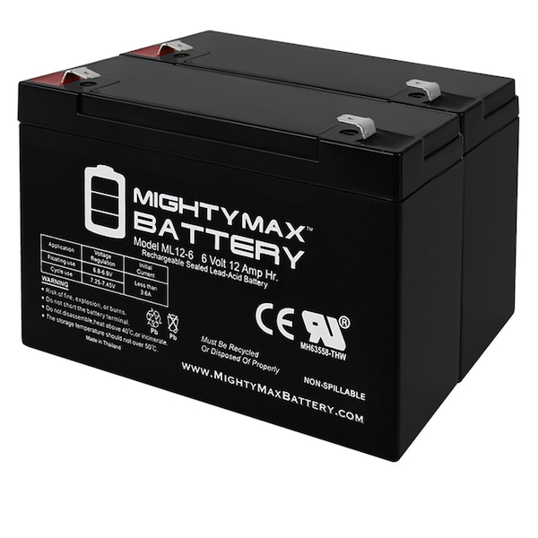 Mighty Max Battery ML12-6 .250TT  - 6 VOLT 12 AH SLA BATTERY - PACK OF 2 - MAX3931861