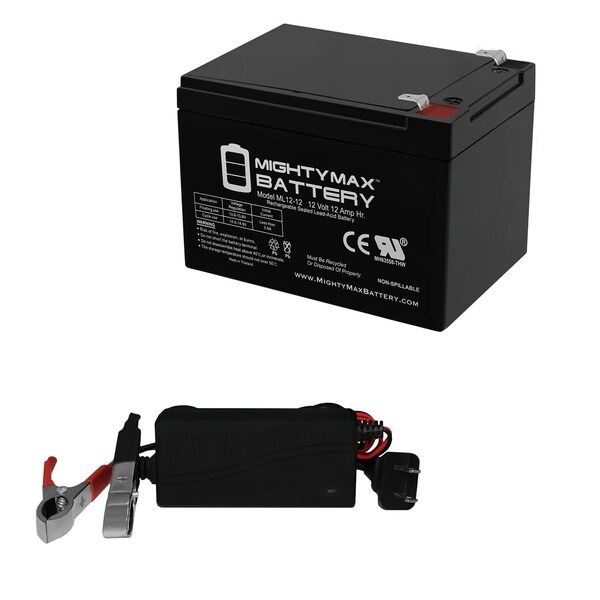 Mighty Max Battery 12V 12AH Replaces Electric Vehicle CSB EVX12120F2 With 12V 1Amp Charger - MAX3899562