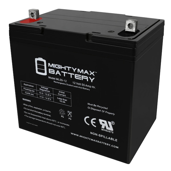 Mighty Max Battery 12V 55Ah SLA Battery Replacement for NPP HR12200W FR - MAX3937439