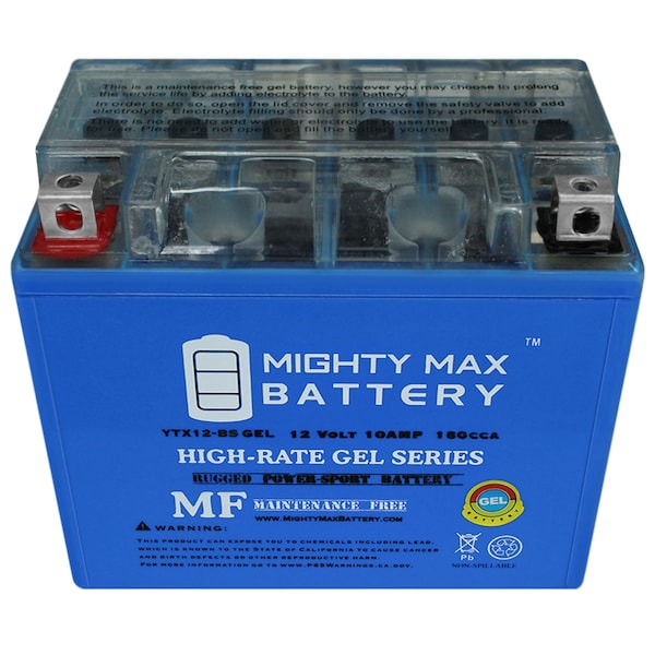 Mighty Max Battery YTX12-BS 12V 10AH GEL Battery for Arctic Cat 250 2x4 1999-2009 - YTX12-BSGEL202