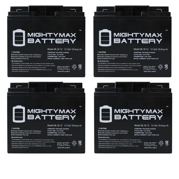 Mighty Max Battery 12V 18AH F2 SLA Replacement Battery for Tzora Classic Lite - 4 Pack - ML18-12F2MP495