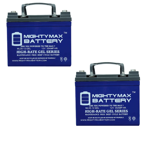 Mighty Max Battery 12V 35AH GEL Battery Replacement for 6FM33U1 - 2 Pack - ML35-12GELMP256
