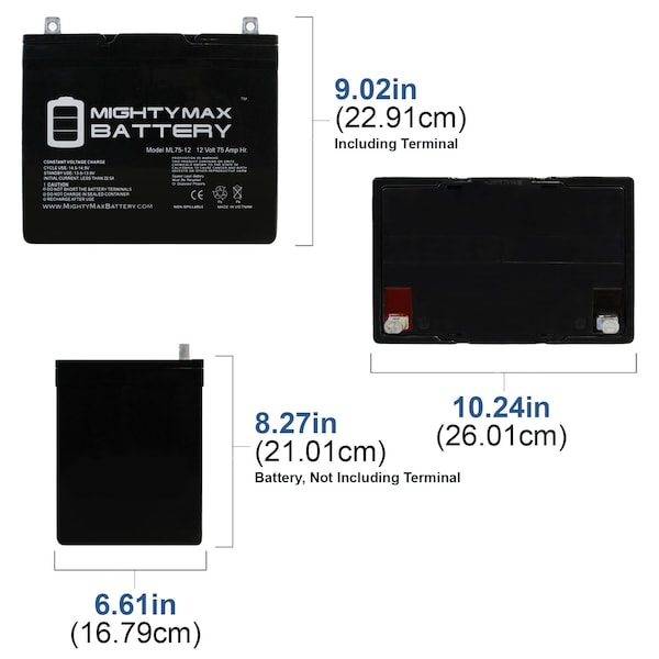 Mighty Max Battery ML75-12 12V 75Ah Replaces National Power AT264F1 - ML75-121984585339
