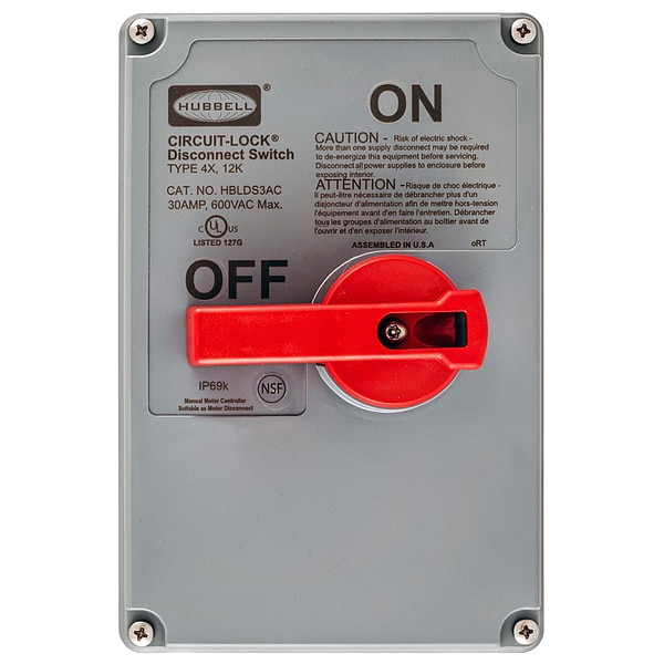 Cubierta de reemplazo Hubbell, sin fusible, 30A, NEMA 4X - HBLDS3RC
