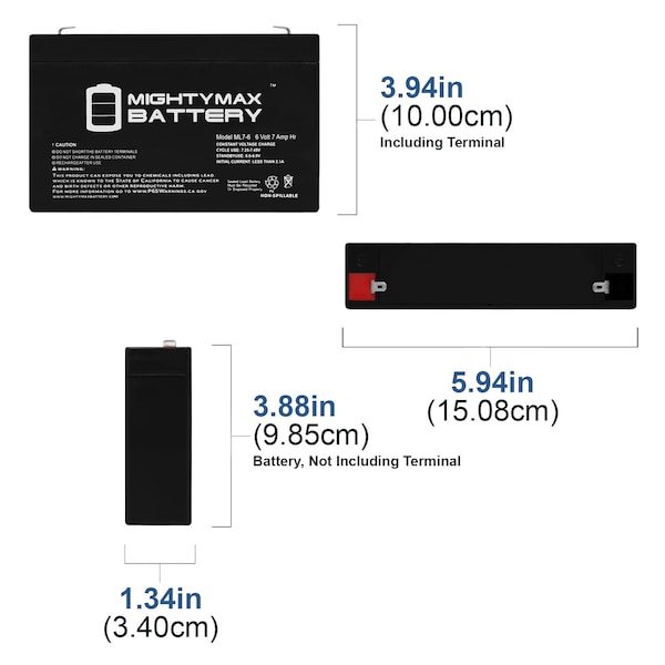 Mighty Max Battery 6V 7Ah Sealed Lead Acid Battery for Emergency Lights Replaces PC7-6 - ML7-612321111111116