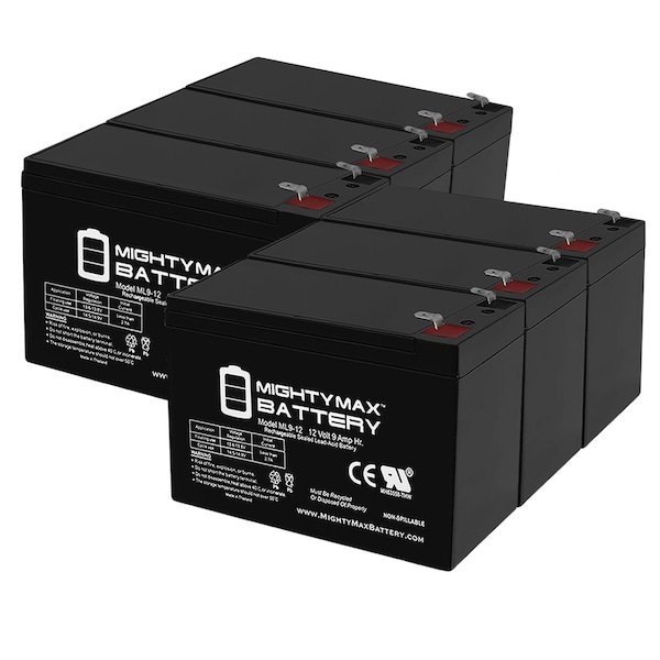 Mighty Max Battery 12V 9Ah SLA Battery Replacement for Powerware PW3 420i - 6 Pack - ML9-12MP61138411401