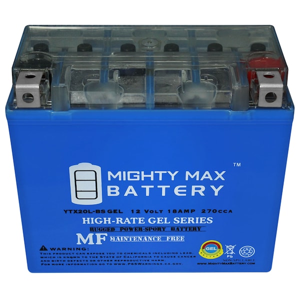 Mighty Max Battery YTX20L-BS GEL Battery Replacement for Yuasa YUAM320BS PLT-120 - YTX20L-BSGEL330