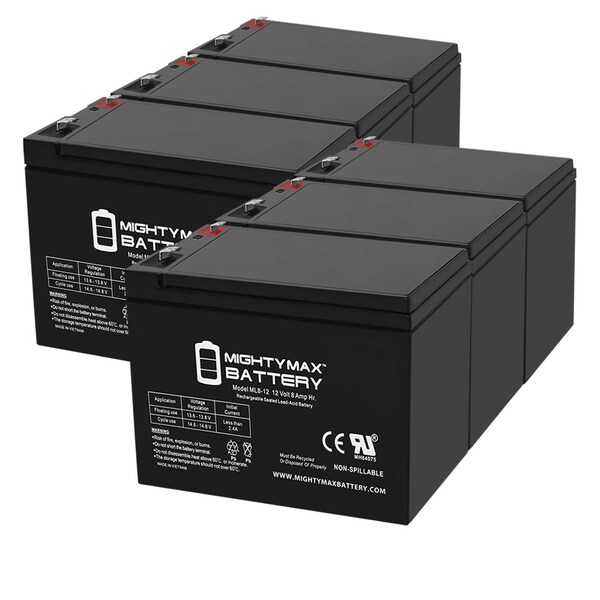 Mighty Max Battery 12V 8Ah SLA Replacement Battery for Best Power Patriot SPI250 - 6Pack - MAX3971414